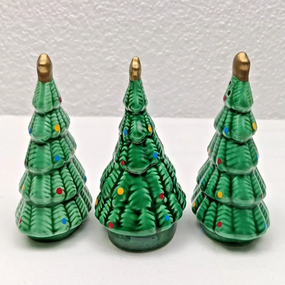 Vintage Ron Gordon Designs Christmas Tree Bell/Salt & Pepper 3-Piece 1984 Flaws